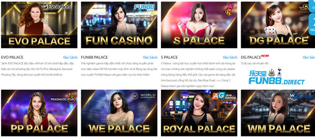 Sảnh casino online tại fun88